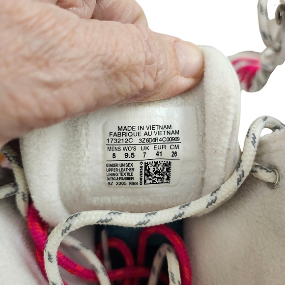 Converse CTAS Lugged Winter White Leather Platform Shoes Hot Pink Laces Size 8 - Picture 5 of 11
